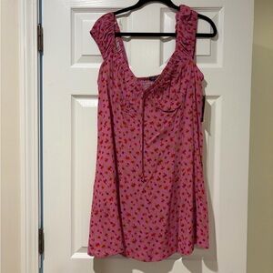 Wild Fable Pink Floral Ruffle Top